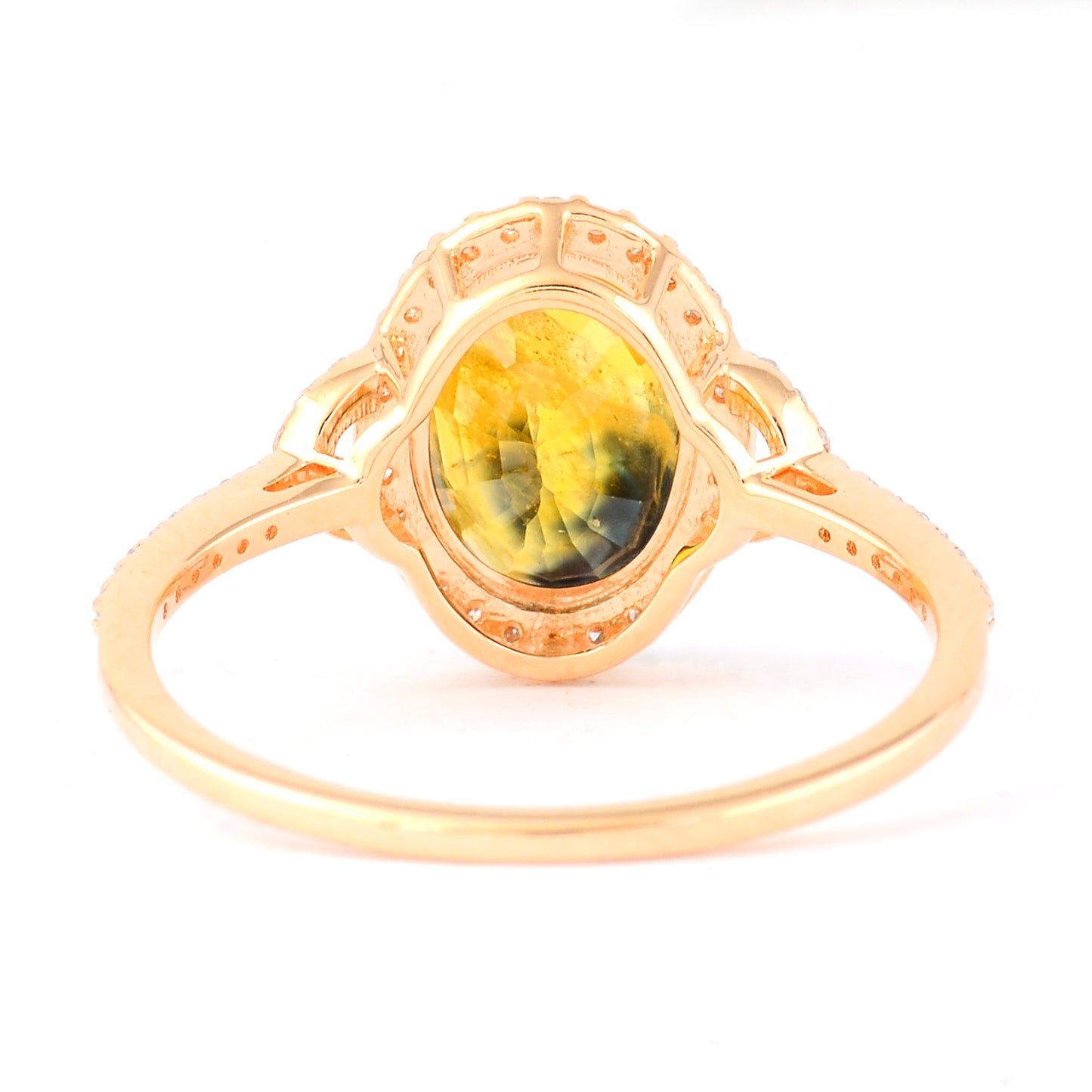 2.67 Ct Oval Mixed Cut Natural Bi Coloured Sapphire 14K Gold Ring