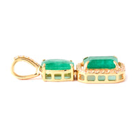 1.93 Ct Octagon Step Cut, Cushion Mixed Cut Natural Emerald 14K Gold Pendant