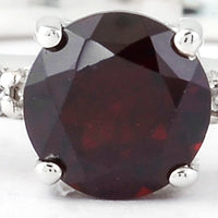 1.00 Ct Round Garnet, Cubic Zirconia, 925 Sterling Silver Ring