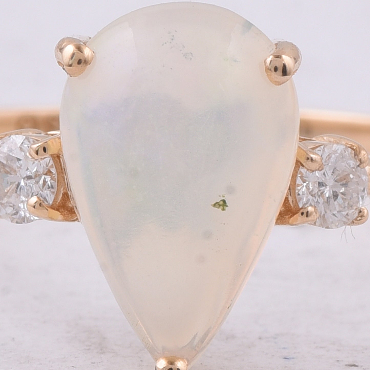 1.32 Ct Pear Cabochon Natural Opal 14K Gold Ring
