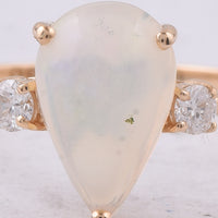 1.32 Ct Pear Cabochon Natural Opal 14K Gold Ring