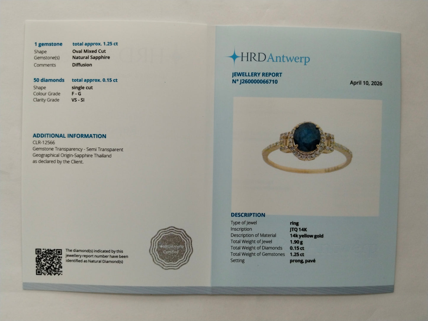 1.40 Ct Oval Mixed Cut Natural Sapphire 14K Gold Ring