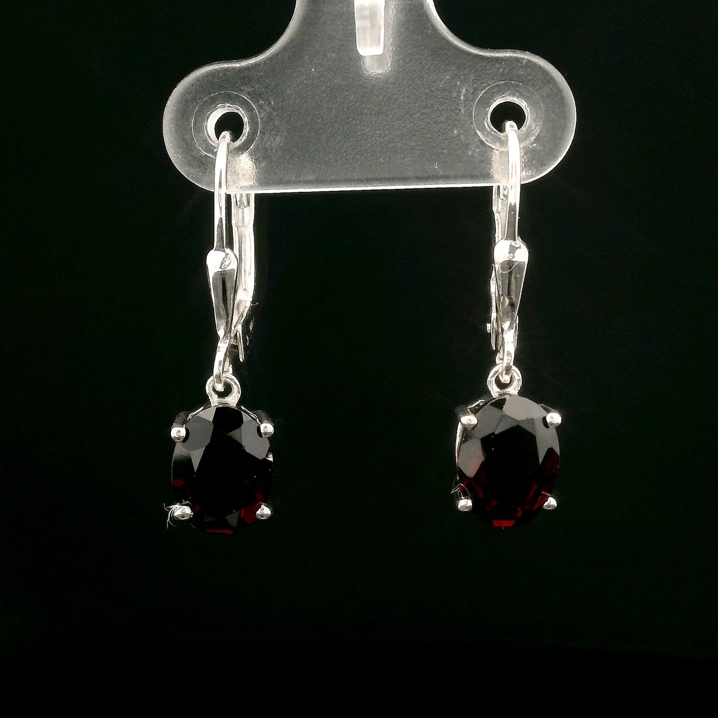 2.73 Ct Oval Garnet 925 Sterling Silver Earrings