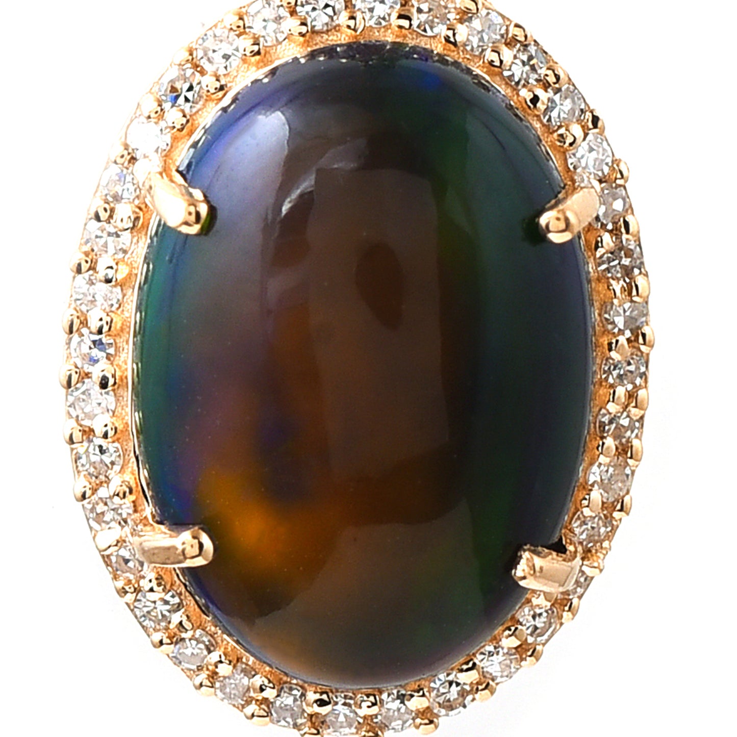 1.05 Ct Oval Cabochon Cut Natural Black Opal 14K Gold Pendant