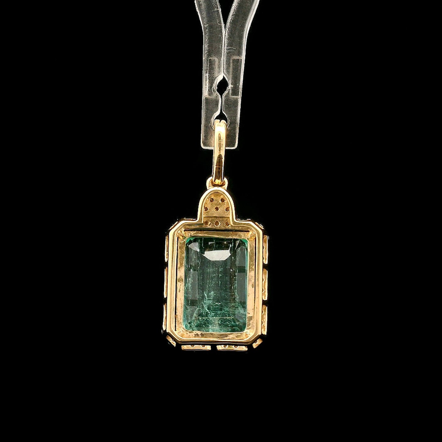 2.92 Ct Octagon Step Cut Natural Emerald 14K Gold Pendant