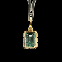 2.92 Ct Octagon Step Cut Natural Emerald 14K Gold Pendant