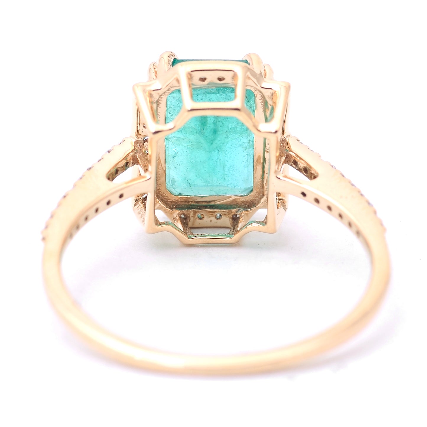 2.20 Ct Octagon Step Cut Natural Emerald 14K Gold Ring