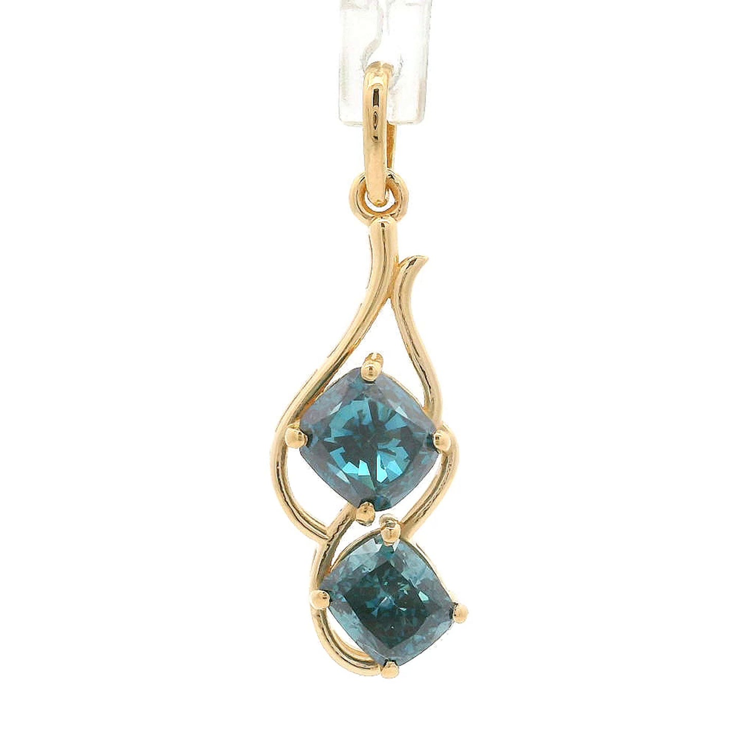 1.62 Ct Cushion Blue Diamond 14K Gold Pendant