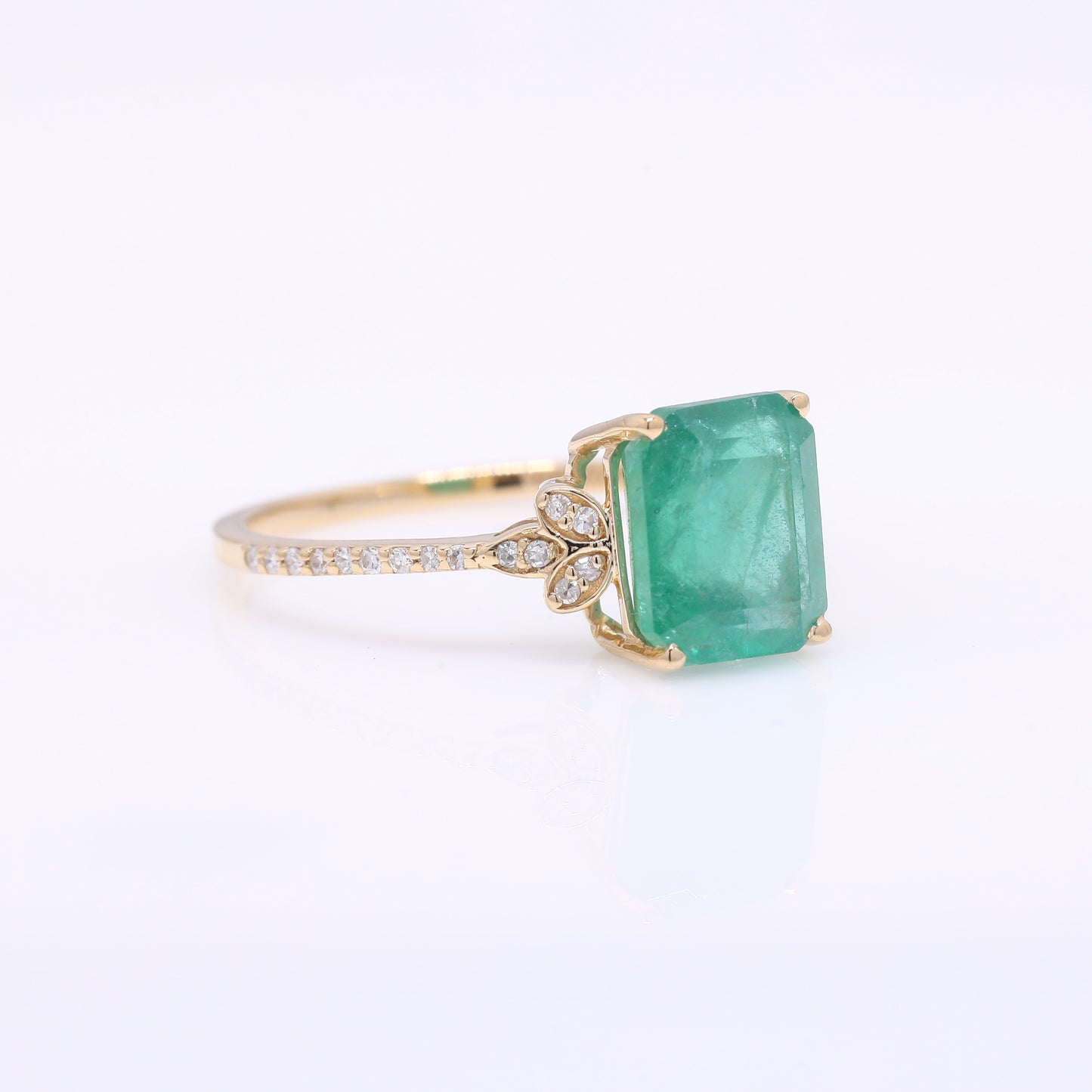 2.72 Ct Octagon Step Cut Natural Emerald 14K Gold Ring