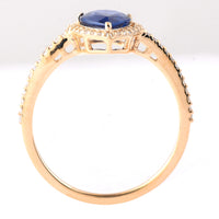 1.51 Ct Pear Mixed Cut Natural Sapphire 14K Gold Ring