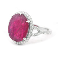 5.68 Ct Oval Mixed Cut Natural Corundum Ruby 950 Platinum Ring