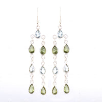 10.43 Ct Peridot, Blue Topaz 925 Sterling Silver Earrings