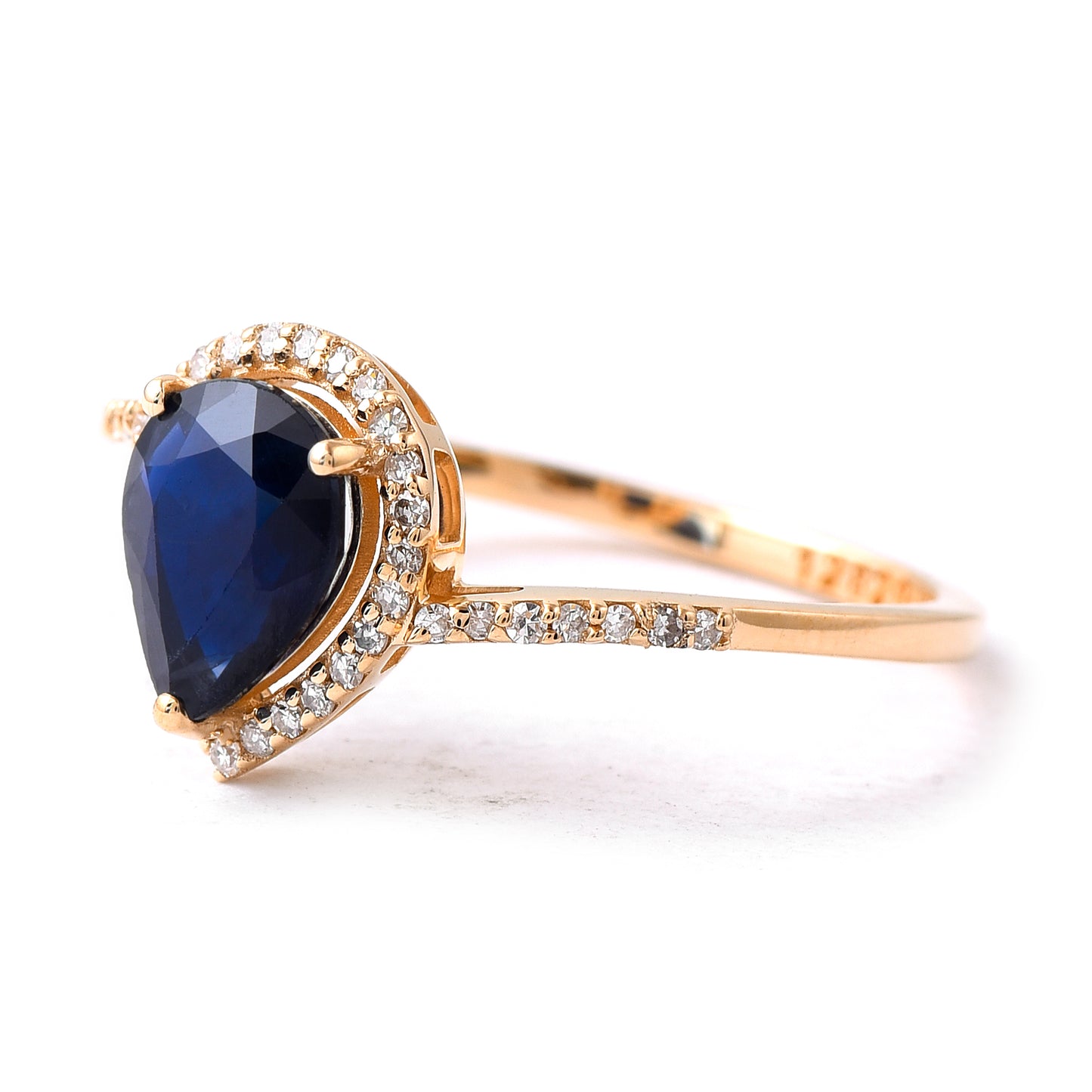 1.42 Ct Pear Mixed Cut Natural Sapphire 14K Gold Ring