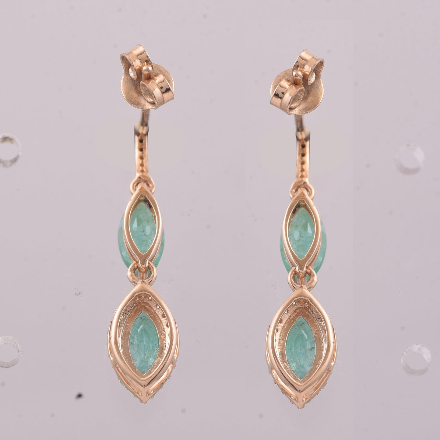 2.03 Ct Marquise Mixed Cut Natural Emerald 14K Gold Earrings