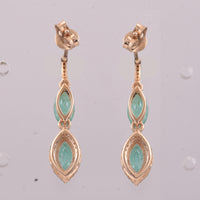 2.03 Ct Marquise Mixed Cut Natural Emerald 14K Gold Earrings
