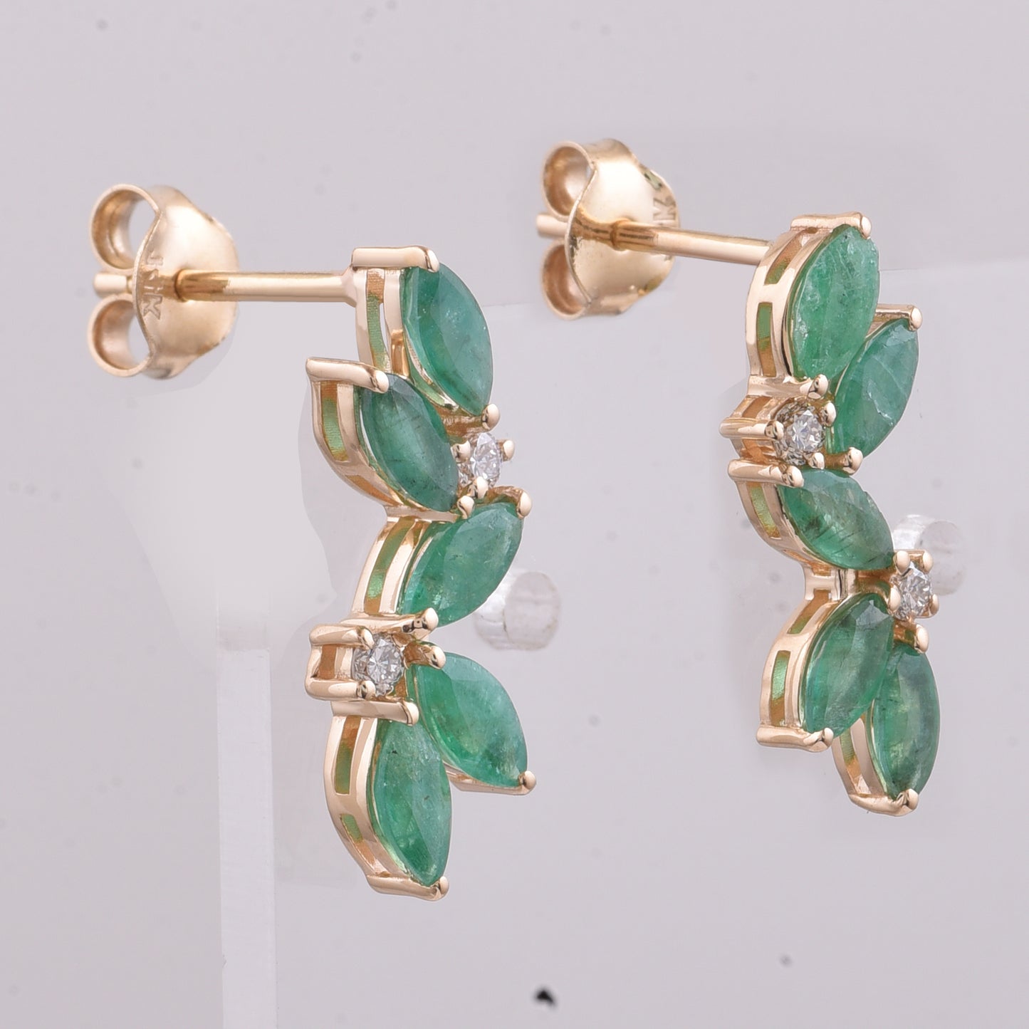 1.46 Ct Marquise Natural Emerald 14K Gold Earrings