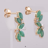 1.46 Ct Marquise Natural Emerald 14K Gold Earrings