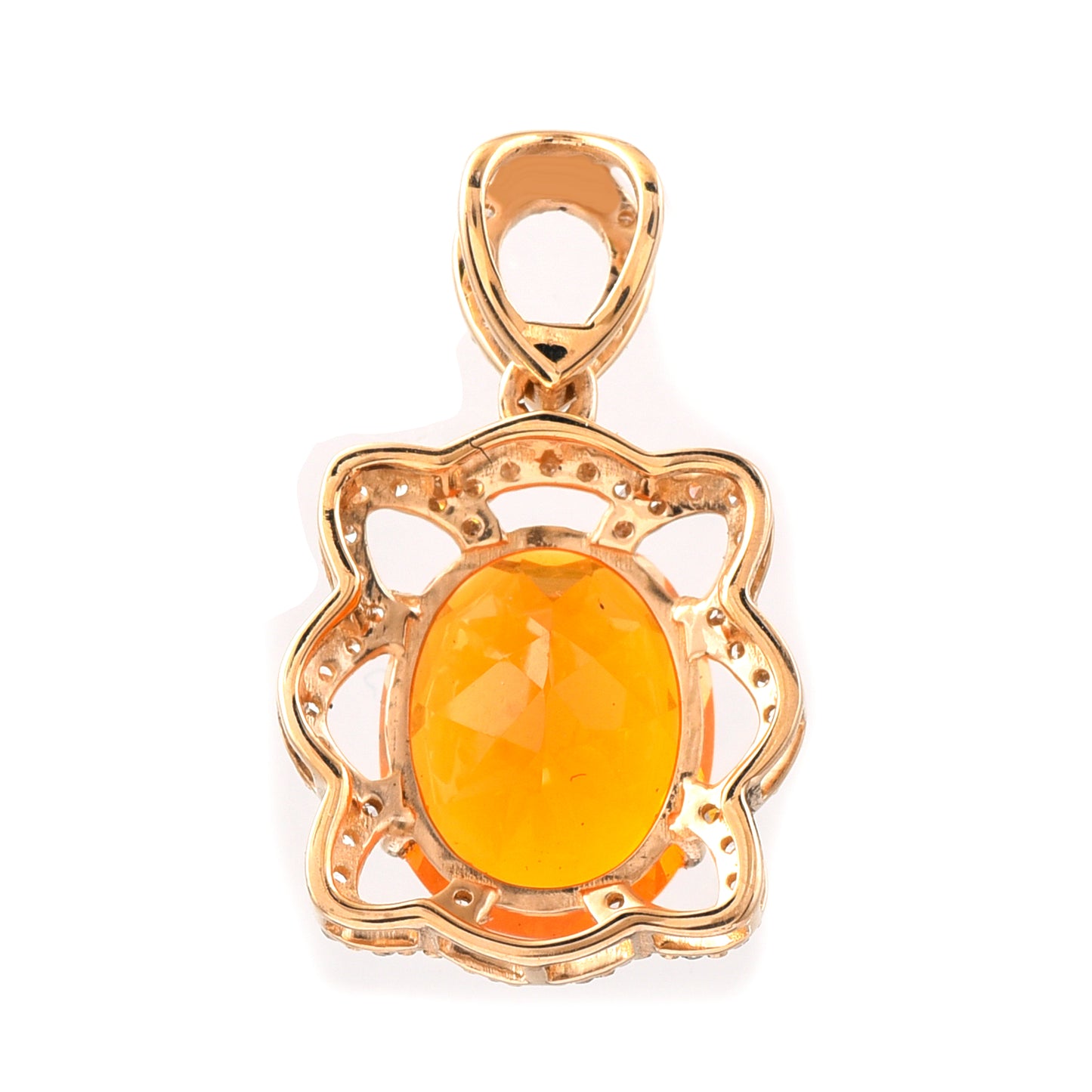 1.83 Ct Oval Mixed Cut Natural Fire Opal 14K Gold Pendant