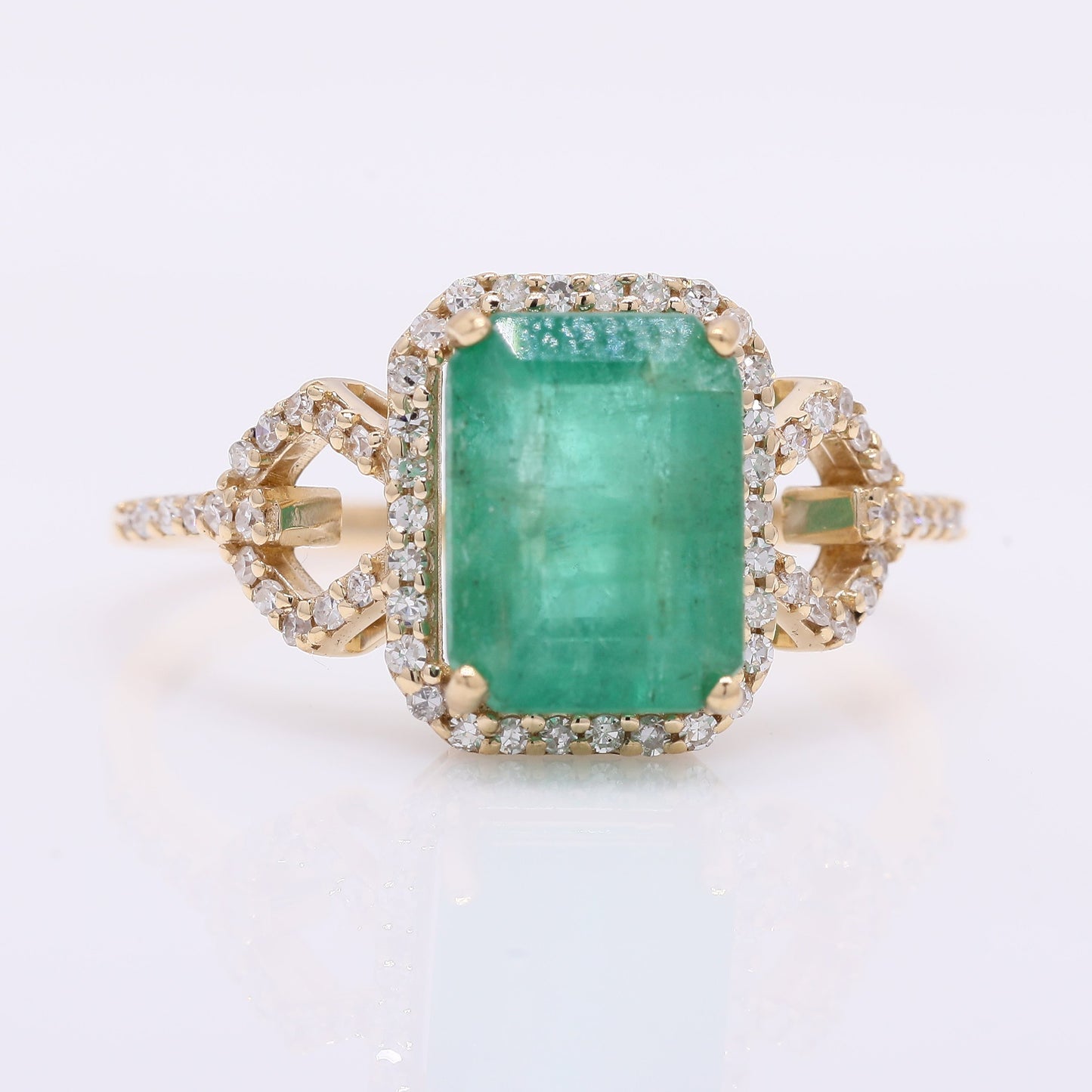 2.72 Ct Octagon Step Cut Natural Emerald 14K Gold Ring