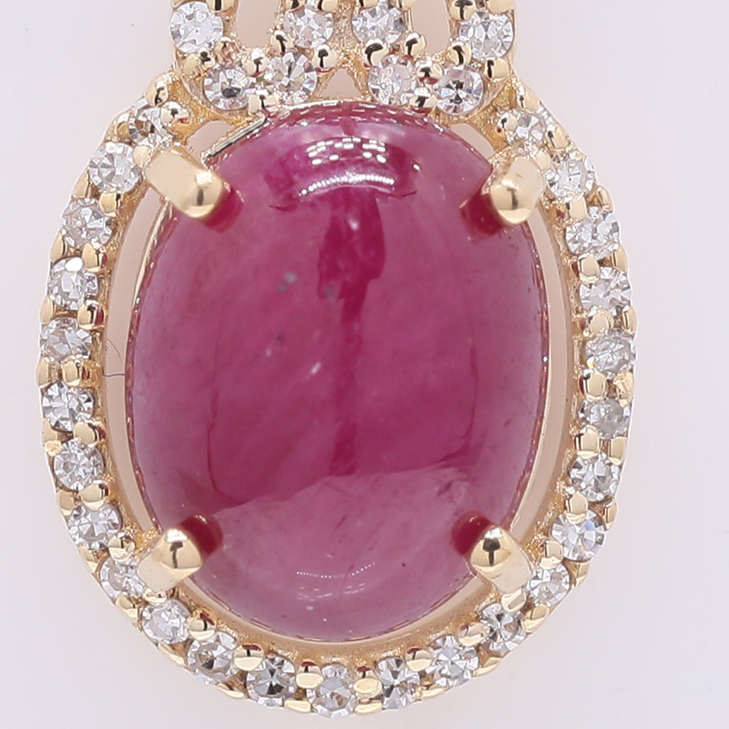 3.10 Ct Oval Cabochon Cut Natural Ruby 14K Gold Pendant