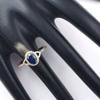 1.55 Ct Oval Mixed Cut Natural Sapphire 14K Gold Ring