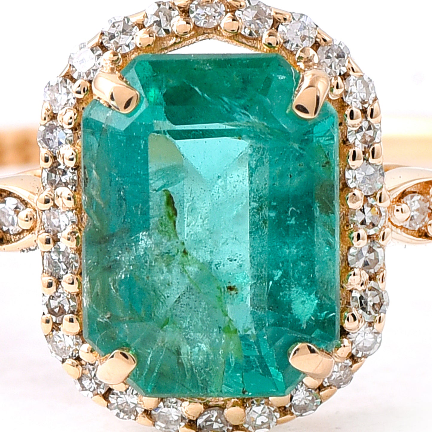 1.54 Ct Octagon Step Cut Natural Emerald 14K Gold Ring
