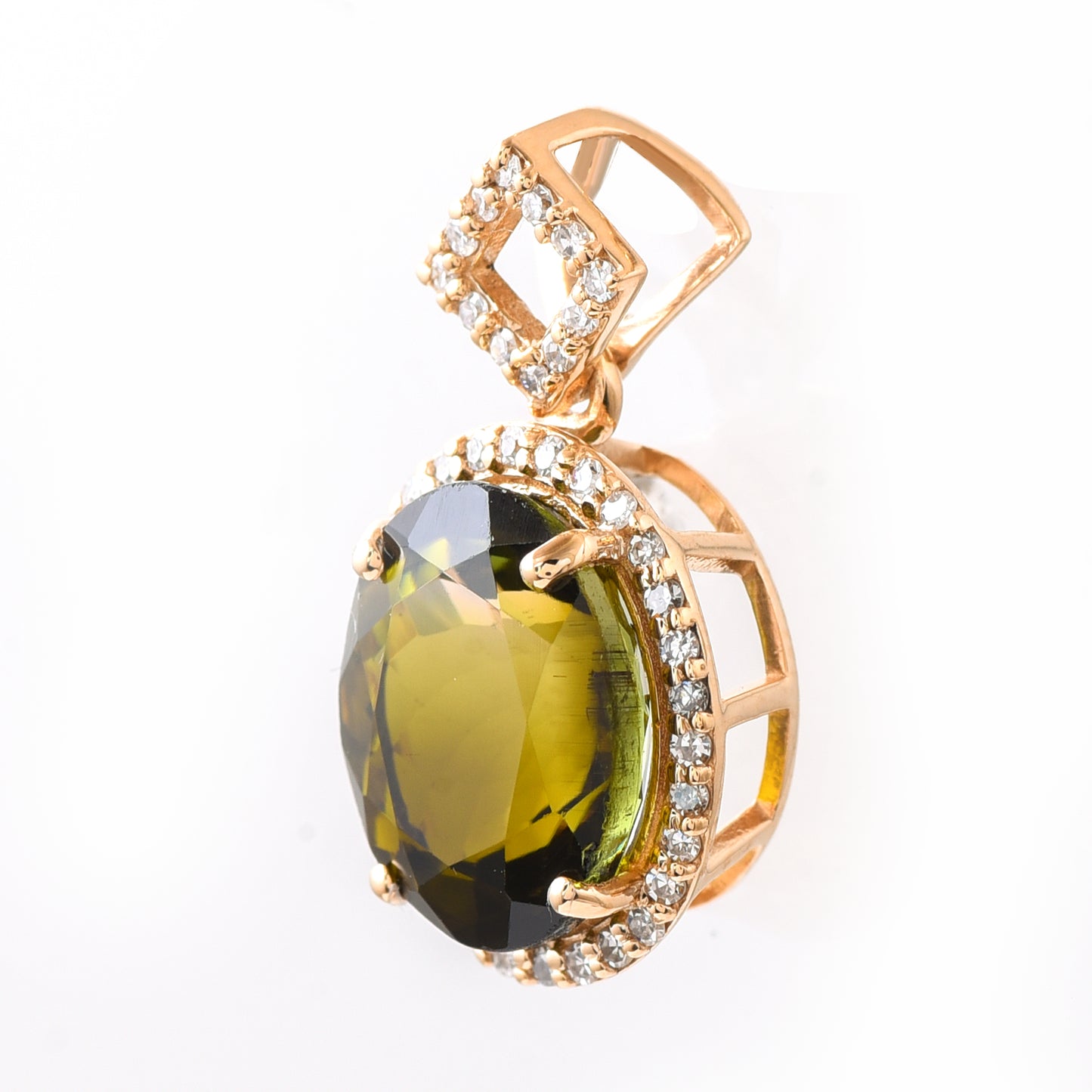 3.05 Ct Oval Mixed Cut Natural Tourmaline 14K Gold Pendant