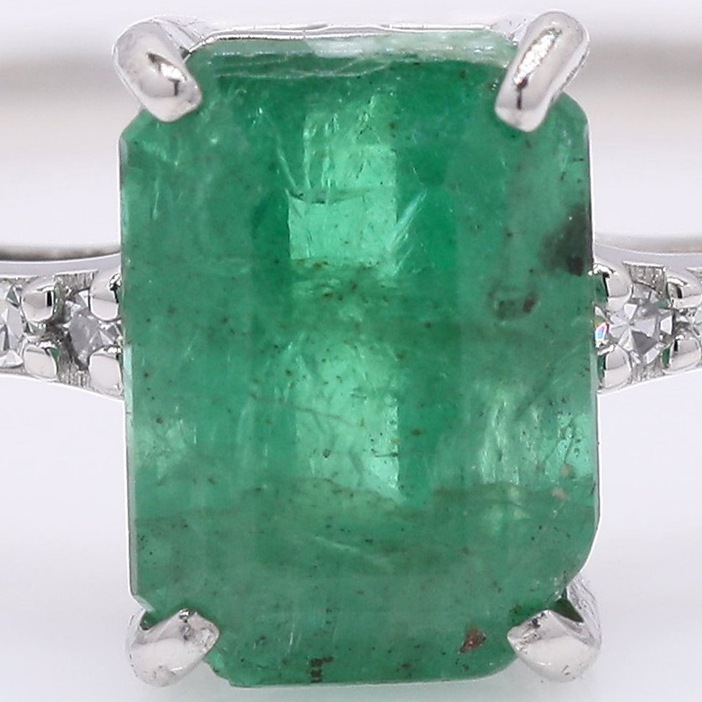 1.40 Ct Octagon Step Cut Natural Emerald 950 Platinum Ring