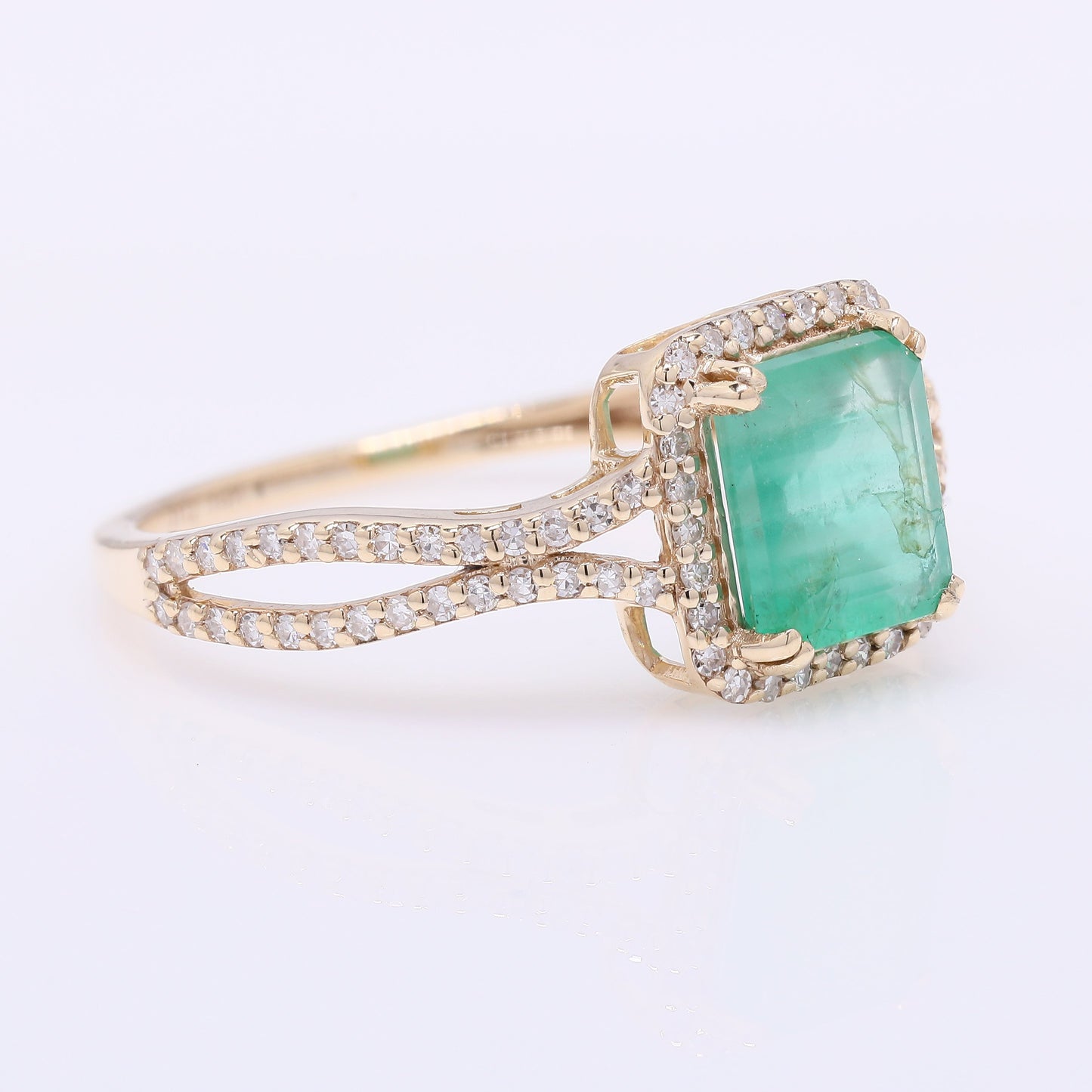 1.46 Ct Octagon Step Cut Natural Emerald 14K Gold Ring