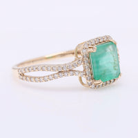 1.46 Ct Octagon Step Cut Natural Emerald 14K Gold Ring