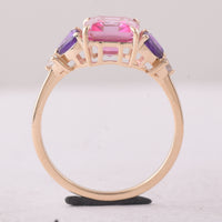 3.07 Ct Octagon Pink Topaz 9K Gold Ring