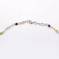 7.77 Ct Round Garnet, Peridot, Blue Topaz, Citrine, Amethyst 925 Sterling Silver Necklace