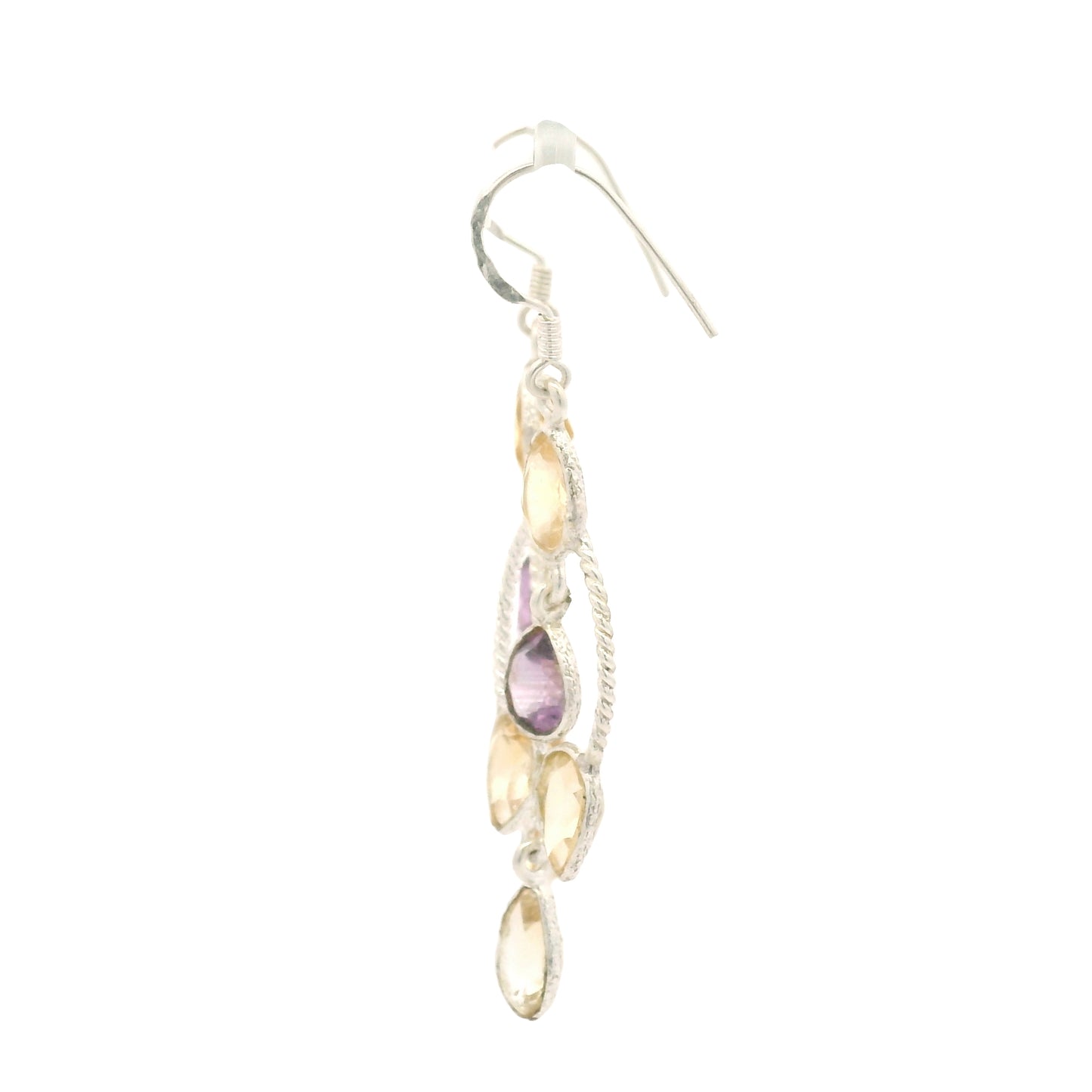 11.45 Ct Citrine, Amethyst 925 Sterling Silver Earrings