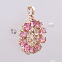 1.70 Ct Oval Cabochon Cut Natural Pink Tourmaline 14K Gold Pendant