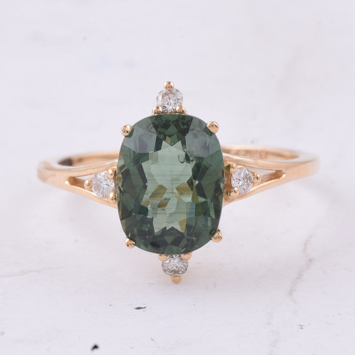 2.89 Ct Cushion Natural Apatite 14K Gold Ring