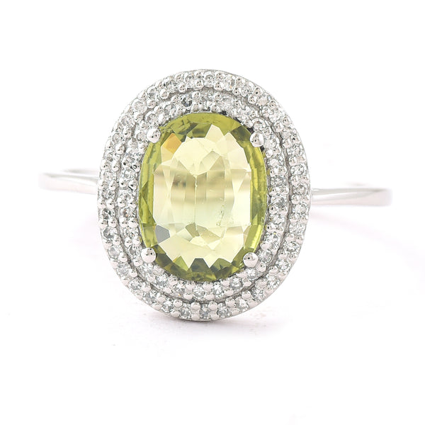 1.69 Ct Oval Mixed Cut Natural Green Sapphire 950 Platinum Ring