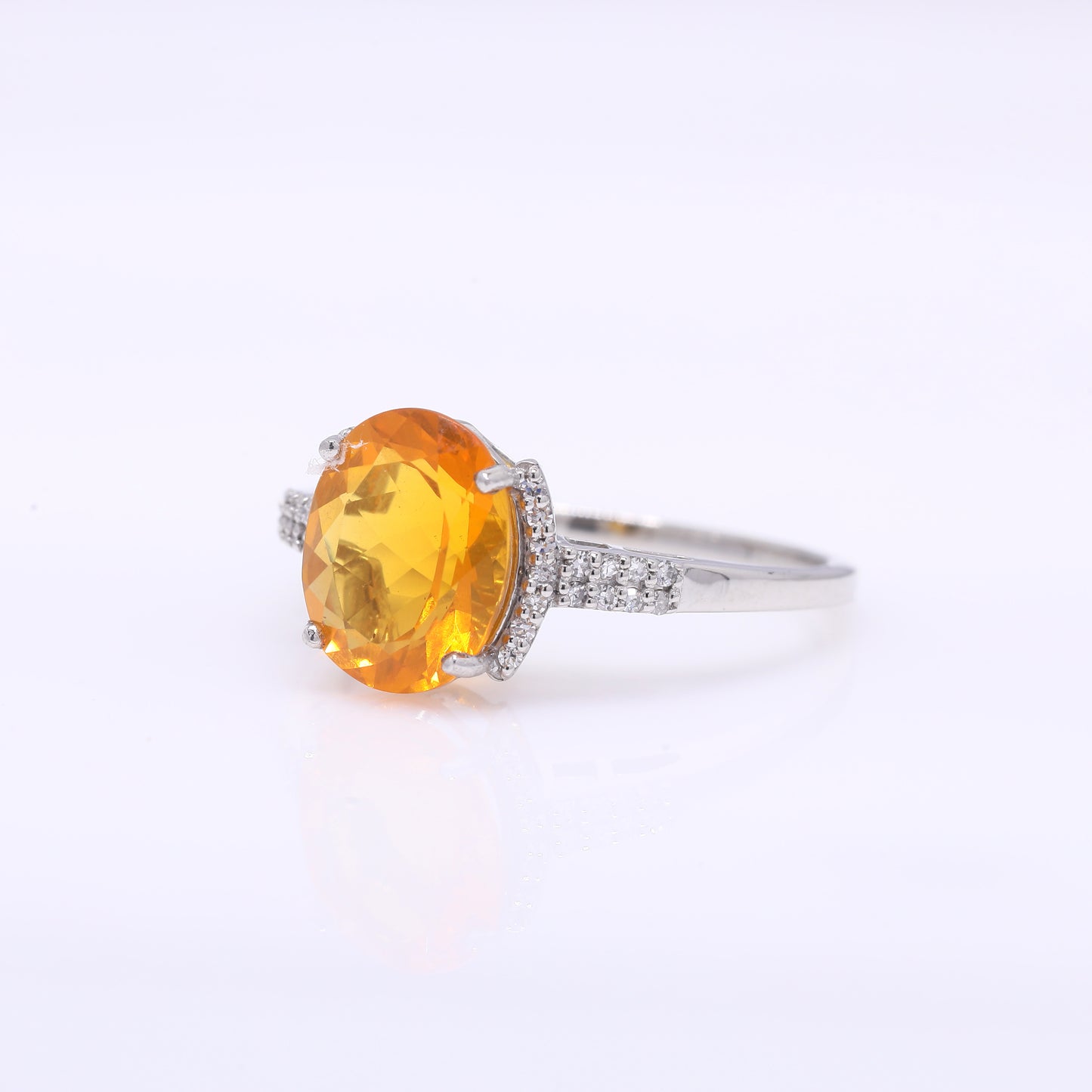 1.73 Ct Oval Mixed Cut Natural Fire Opal 950 Platinum Ring