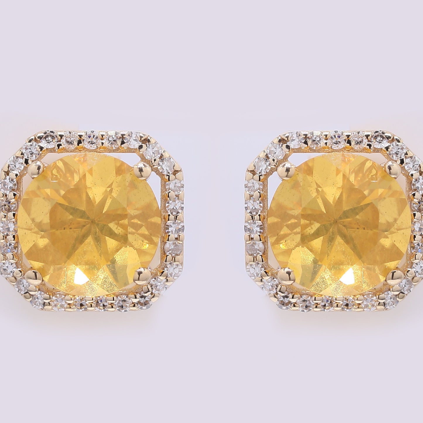 1.72 Ct Round Mixed Cut Natural Fire Opal 14K Gold Earrings