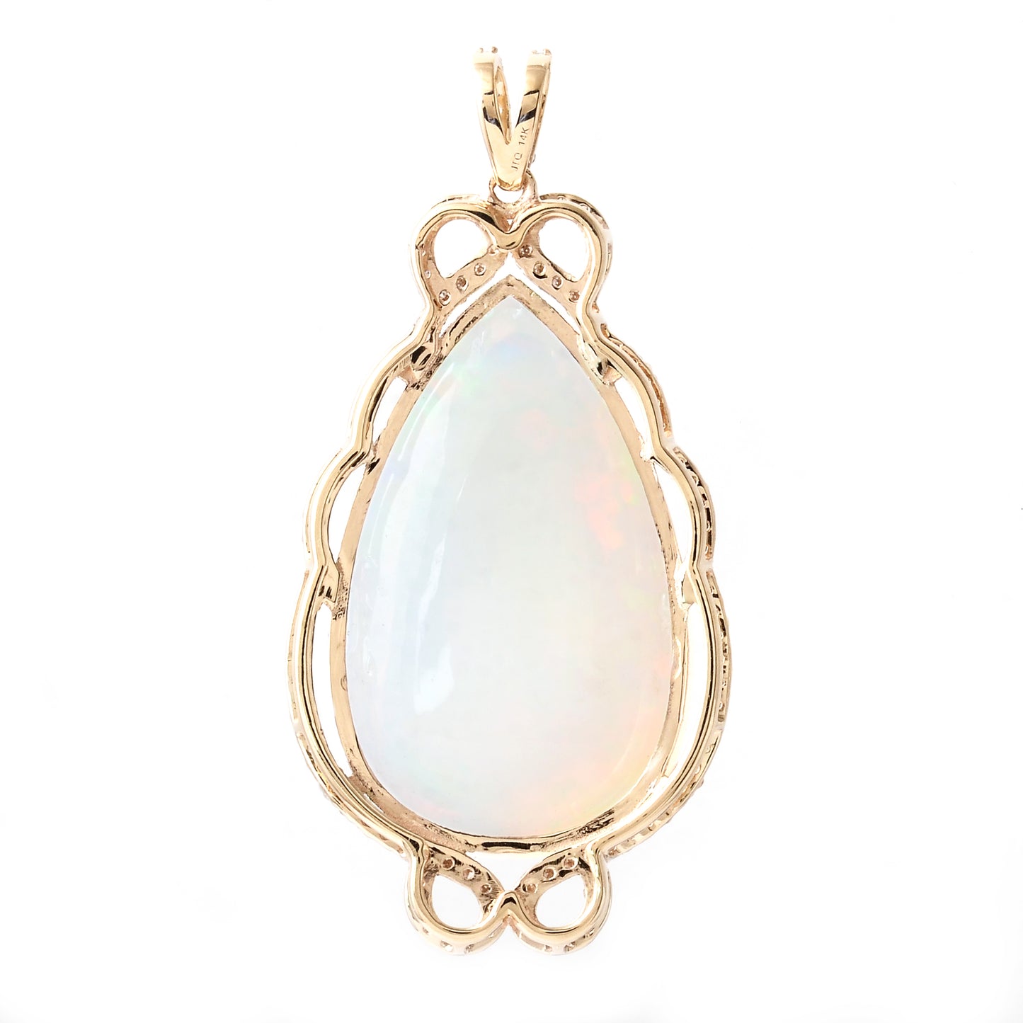 24.15 Ct Pear Cabochon Natural Opal 14K Gold Pendant