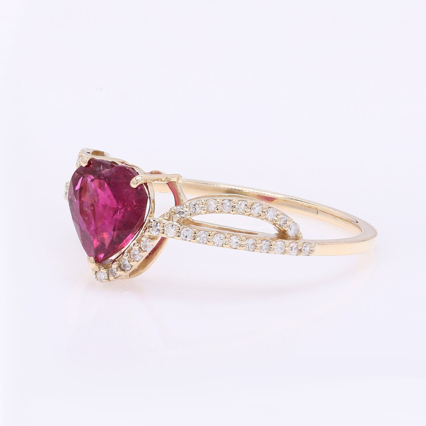 1.11 Ct Heart Mixed Cut Natural Tourmaline 14K Gold Ring