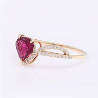 1.11 Ct Heart Mixed Cut Natural Tourmaline 14K Gold Ring