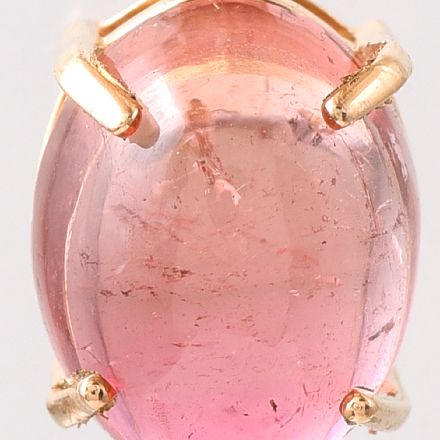 3.39 Ct Oval Cabochon Cut Natural Pink Tourmaline 14K Gold Pendant