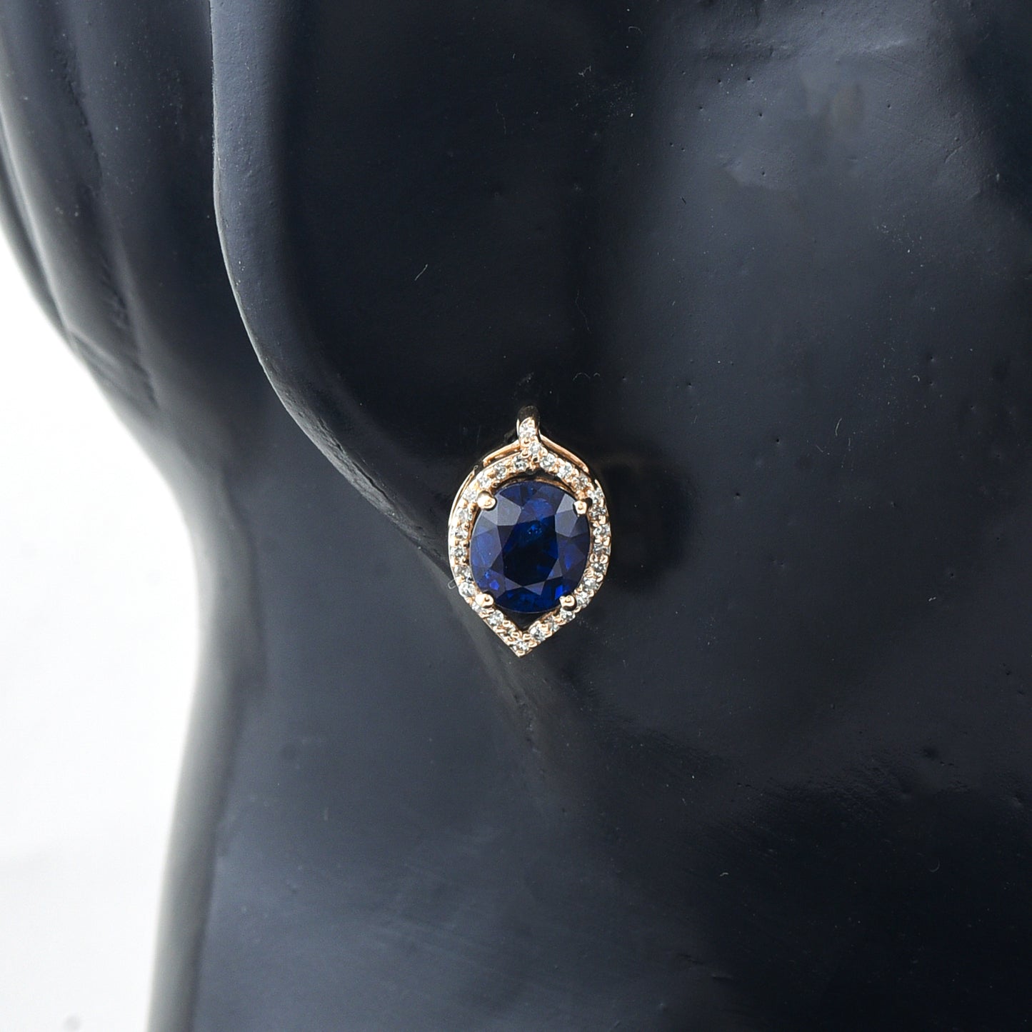 3.13 Ct Oval Mixed Cut Natural Sapphire 14K Gold Earrings