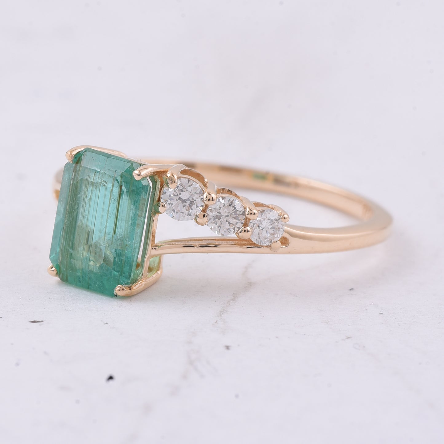 1.74 Ct Octagon Step Cut Natural Emerald 14K Gold Ring
