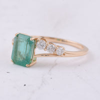 1.74 Ct Octagon Step Cut Natural Emerald 14K Gold Ring
