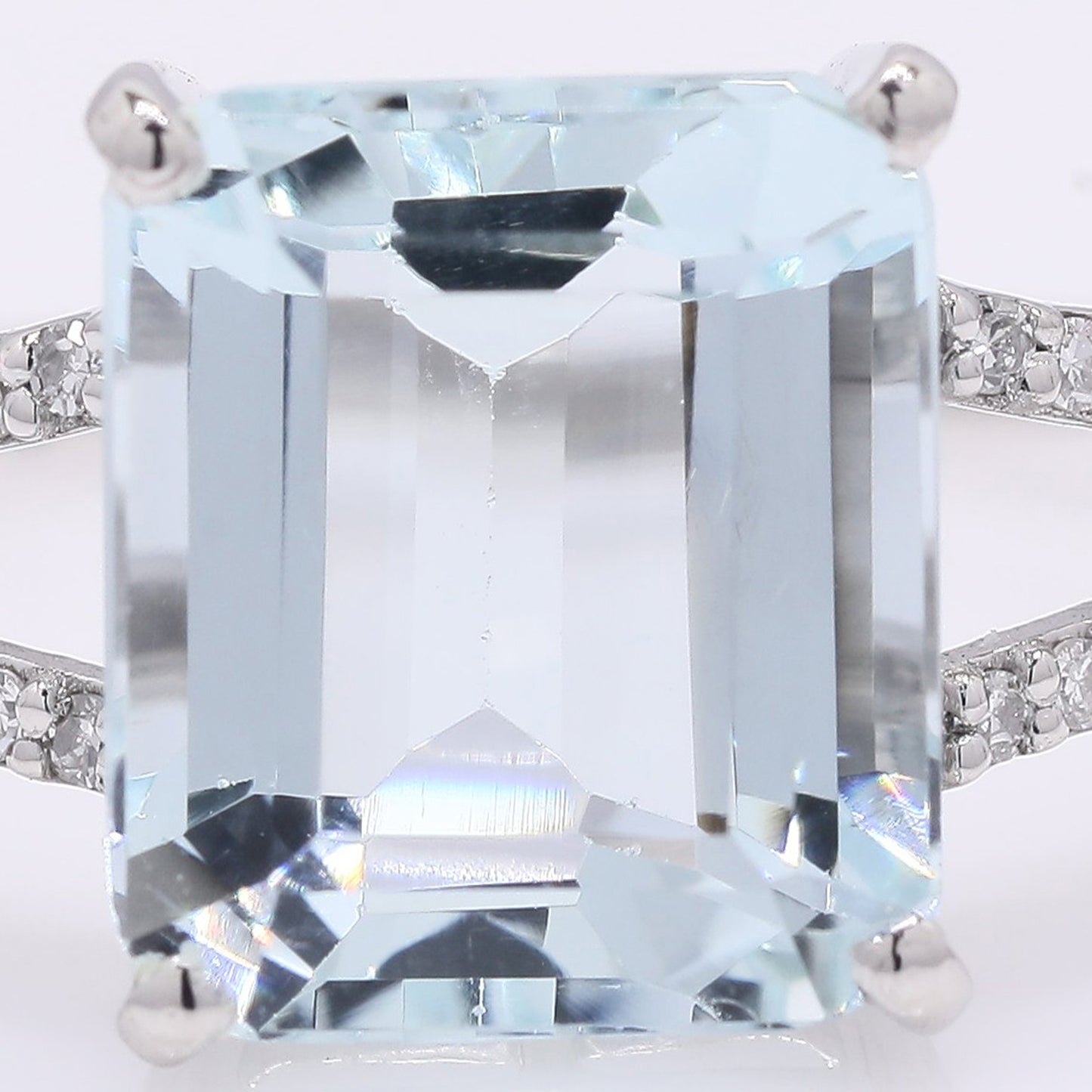 2.57 Ct Octagon Step Cut Natural Aquamarine 950 Platinum Ring