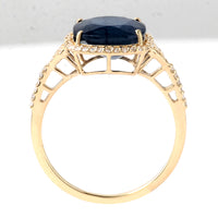 4.51 Ct Cushion Mixed Cut Natural Corundum Sapphire 14K Gold Ring