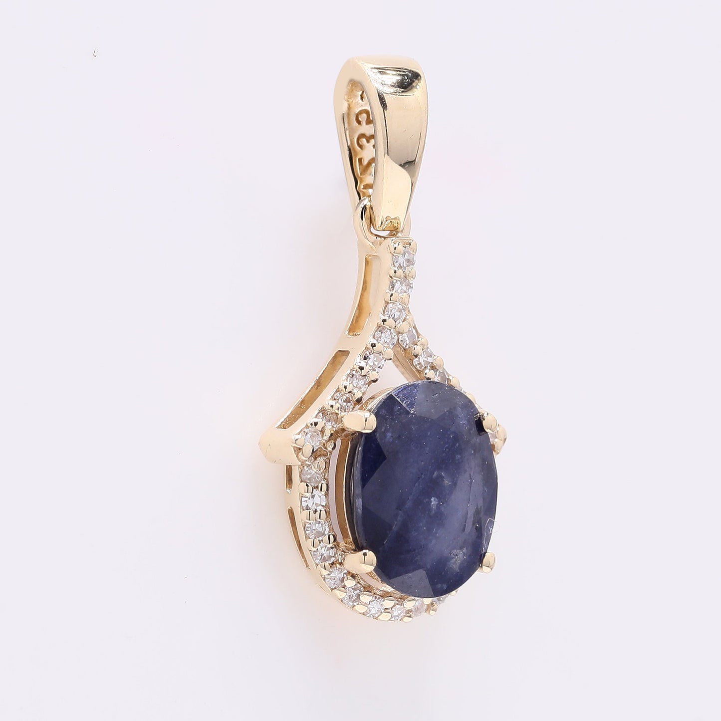 1.76 Ct Oval Mixed Cut Natural Sapphire 14K Gold Pendant