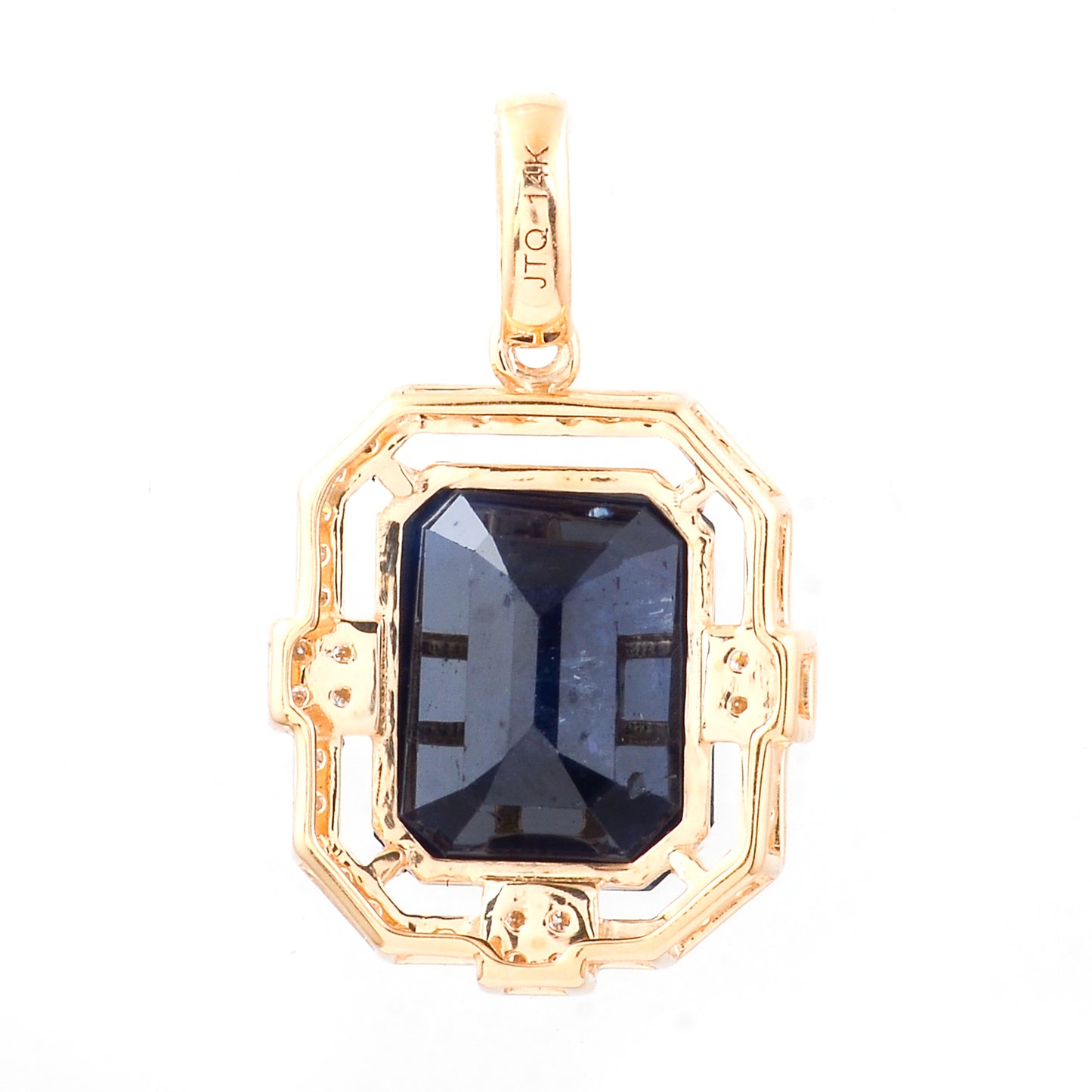 3.84 Ct Octagon Natural Sapphire 14K Gold Pendant