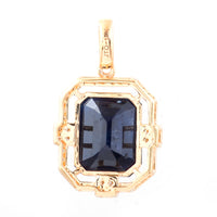 3.84 Ct Octagon Natural Sapphire 14K Gold Pendant